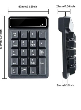 2.4G Numeric Keypad Silent 19 Keys USB Keypads, Portable Fin