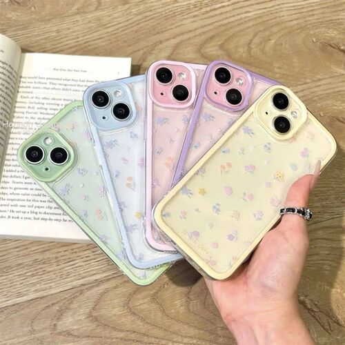 Luxury Purple Pink Flower Soft Clear Case Protection for IPh