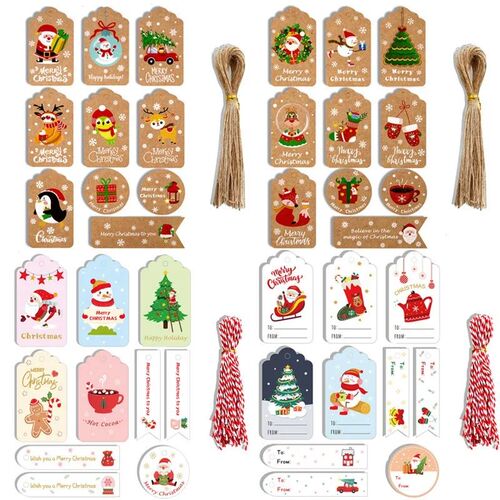 250pcs Merry Christmas Kraft Paper Tags DIY Gift Wrapping De