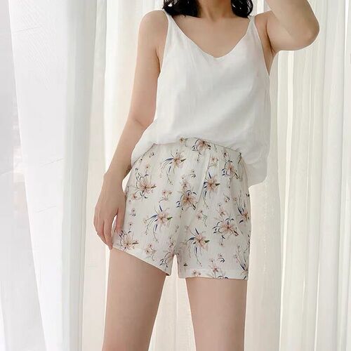 S-5XL Floral Chiffon Summer WomenS Shorts Casual Loose Polk
