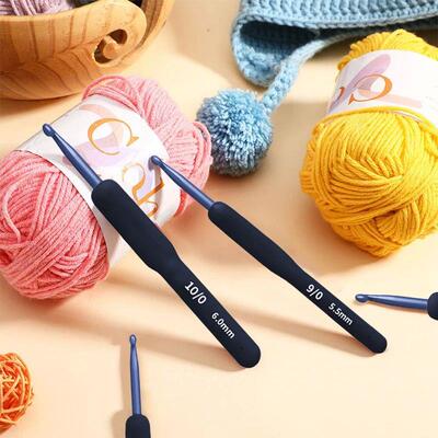Blue Soft Shank Crochet Hook Aluminum Crochet Hooks 2mm-6mm