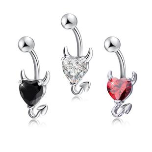 Love & Annie Heart Navel Belly Button Rings Devil Shape Red