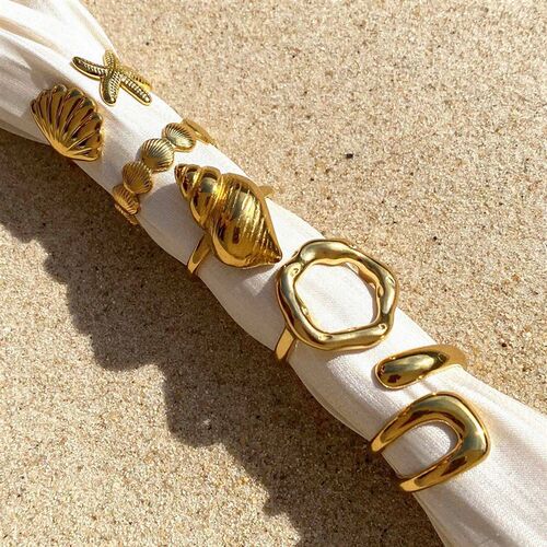 Uworld Top Quality Geometric Wide Stainless Steel Ring K