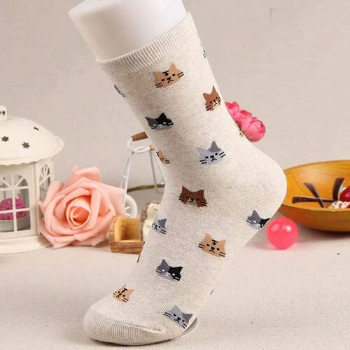 New Cartoon Animal Summer Autumn Cat Lovely For Women Cotton