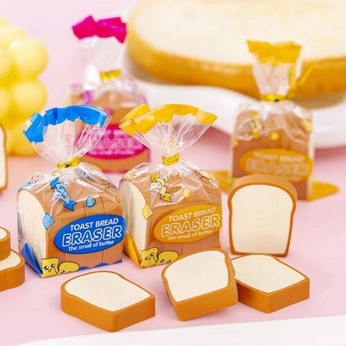 4Pcs/Lot Cute Toast Bread Eraser School Stationery Creative
