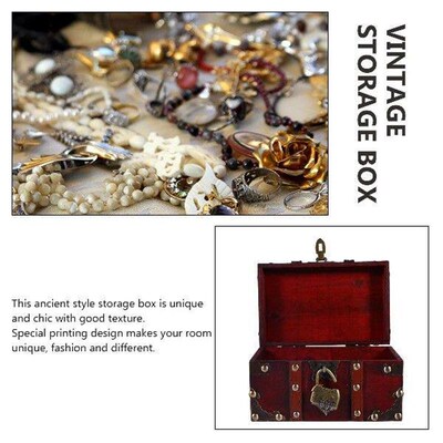 Vintage Wooden Storage Box Office Desktop Organiser