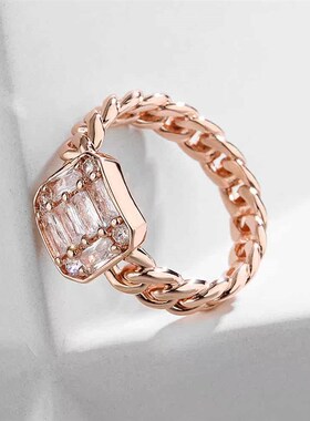 ins personality simple design sense woven chain ring women