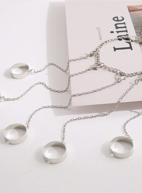 Modyle Punk Geometric Silver Color Chain Wrist Rings For Wom