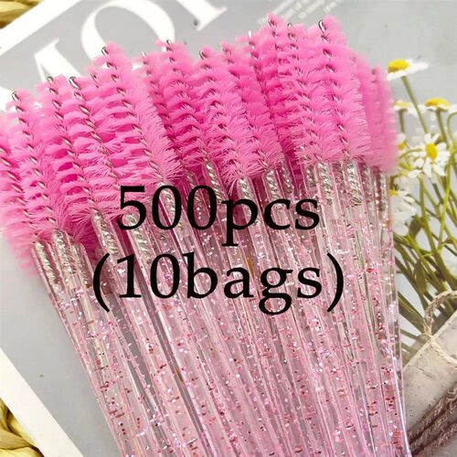 500pcs Disposable Mascara Wands Eyelash Brush Spoolies for E