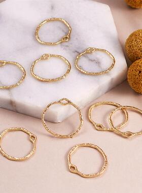 10pcs Alloy Open Back Bezel Pendants Rectangle Oval Round Fr