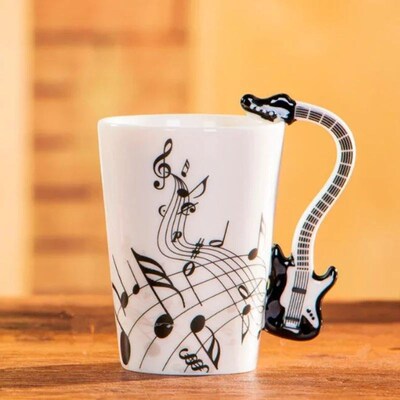 240ml Creative Music Ceramic Mug Guitar Violin Style Cute Co