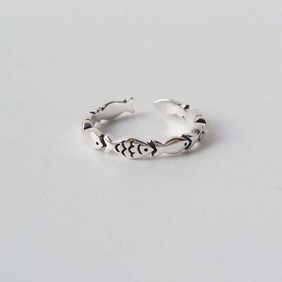 Vintage Silver Color Fish Couple Rings for Women Lover Fashi