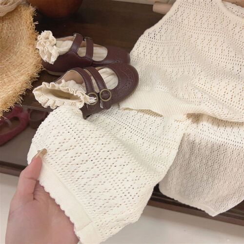 Girls Clothing Sets 2023 Summer Korean Thin Knitted Girl Se