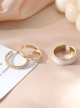 Punk Cool Resin Chain Rings Set For Women Fashion Simple Hip
