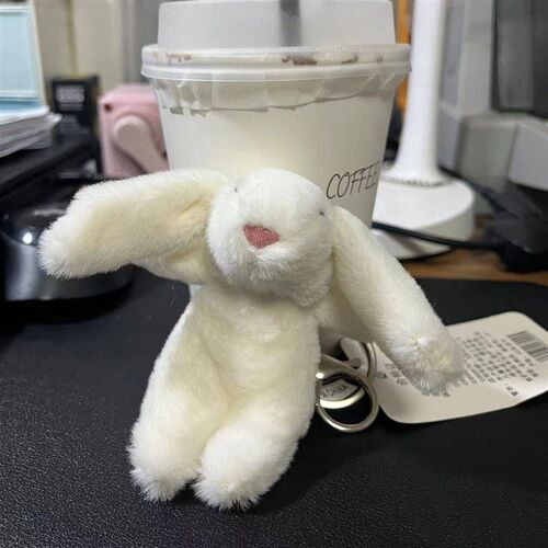 Stuffed Animals Cute Cartoon Rabbit Keychain Love Pompom Tri