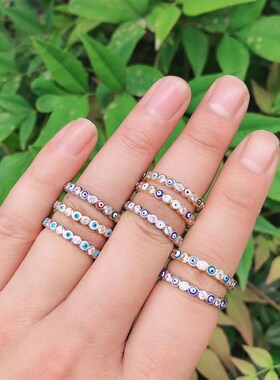 New Bohemia Lucky Turkish Blue Evil Eye Rings Dripping Oil O