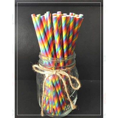 50/100PCS Rainbow Straws Degradable Eco-friendly Disposable