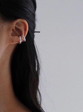 Fake Piercing Earcuff Double Circle Ear Cuff Faux Earrings f