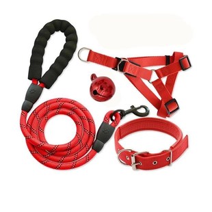 Dog leash medium large dogs walking harness collar chain set