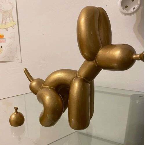 Balloon Dog Doggy Poo Statue Resin Animal Sculpture Home Dec