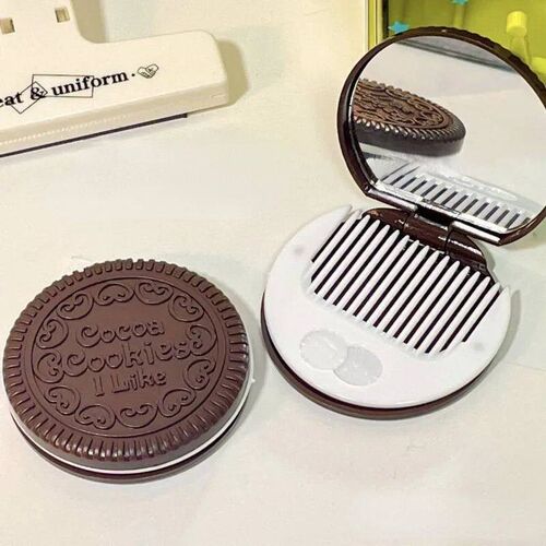 Chocolate Biscuit Round Folding Make Up Mirror Ins Kawai Out