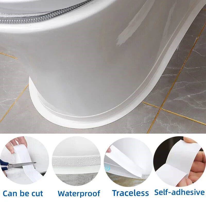 1 Roll PVC Sealing Tape For Bathroom Kitchen Caulk Strip Tap - 实物图