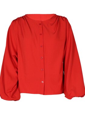 Chic New Women Lantern Sleeve Blouse Solid Color Elegant Fas