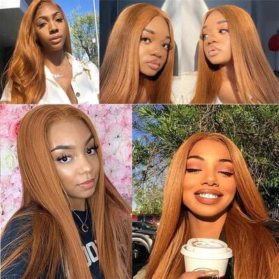 Ginger Blonde Lace Wigs for Black Women Straight Synthetic L