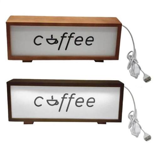 Coffee Sign Frame with Light Wooden Night Light Frame for