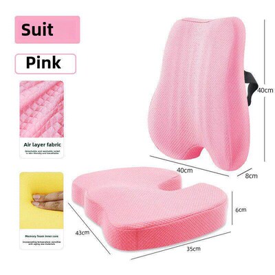 Orthopedic Memory Foam Seat Back Cushion Set Waist Support