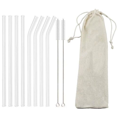 High Borosilicate Glass Straw Set Reusable Eco Friendly Drin