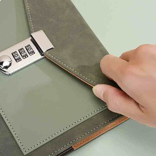 A5 Password Notebook Secret Diary with Lock PU Cute Notebook