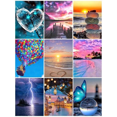 Diamond Painting Sunset Sea Full Diamond Embroidery Beach La