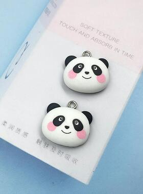 10Pcs Cartoon Anmial Panda Head Cute Charms Pendants Resin F