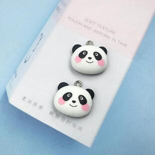 10Pcs Cartoon Anmial Panda Head Cute Charms Pendants Resin F