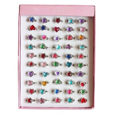 10pcs Kids Girls Child Princess Random Heart Flower Rings Sw