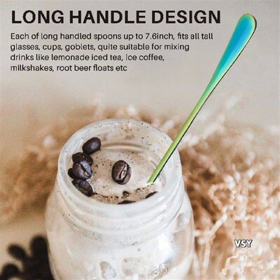 Coffee Teaspoons, Set Of 6 Rainbow Color Coffee Spoon