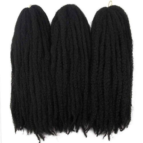Black female African curly hair twisted braid crochet hair