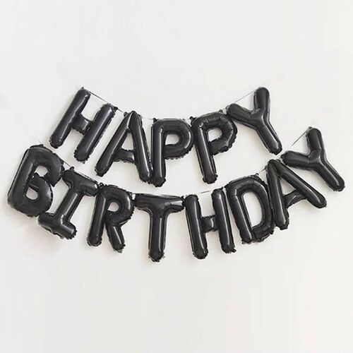 Black Happy Birthday Number Foil Balloons Adult Kids Party D