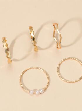 5Pcs/Set Fashion Tiny Wave Ring Set for Women rend Personali