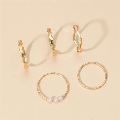 5Pcs/Set Fashion Tiny Wave Ring Set for Women rend Personali