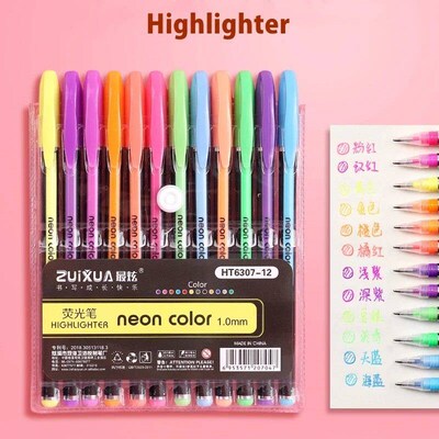 12/24Pcs Metallic Glitter Colors Gel Pens & Pen Refills For