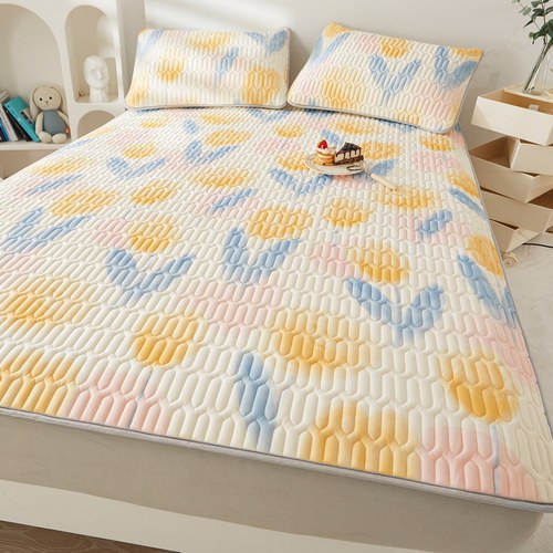 Crown荣冠家纺乳胶凉席二三件冰丝凉感可水洗夏天空调席软席子