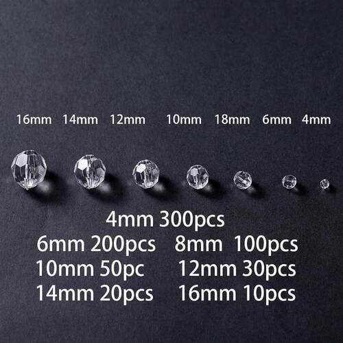 10-300Pcs 4-16mm Faceted Acrylic Beads Transparent White Loo
