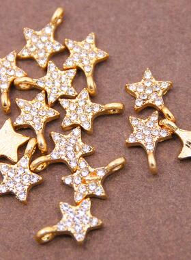 10pcs 13*9mm Metal Zinc Alloy MINI Inlaid rhinestones Pentag