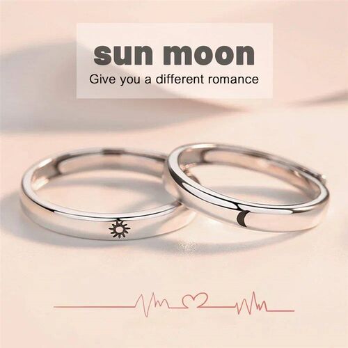 Sun Moon Couple Rings Set Open Adjustable Ring Eachother Lov