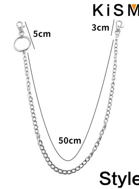 KISMIS 1PC Punk Street keychain trousers pants chain Multi L