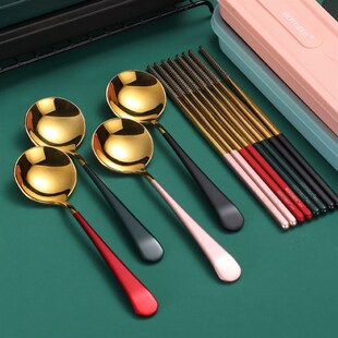 Chopsticks spoon set for office workers portable cutlery box