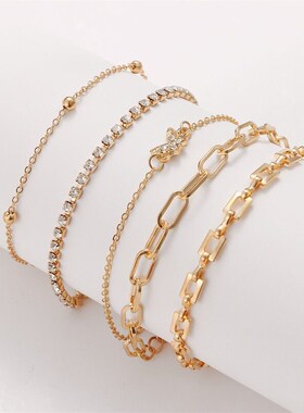 Mu Shang multi-layer brlet set crystal chain butterfly brlet