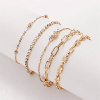 Mu Shang multi-layer brlet set crystal chain butterfly brlet